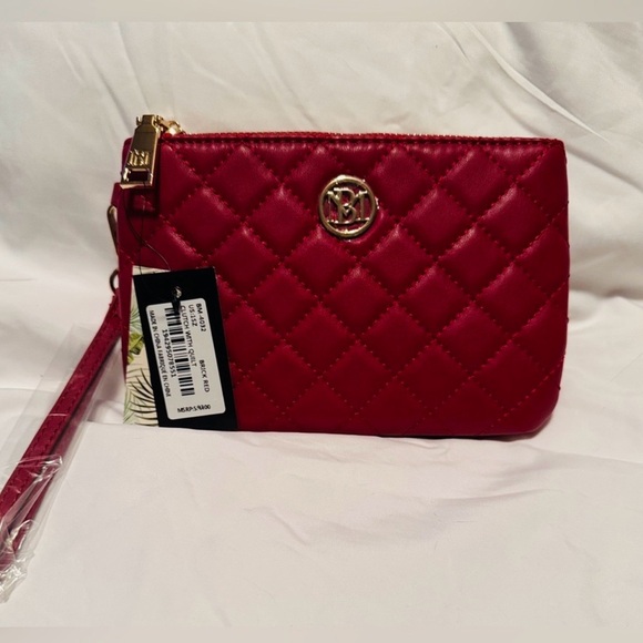 Elegant Brick Red Quilted Women's Handbag 3pc Set - Picture 3 of 5